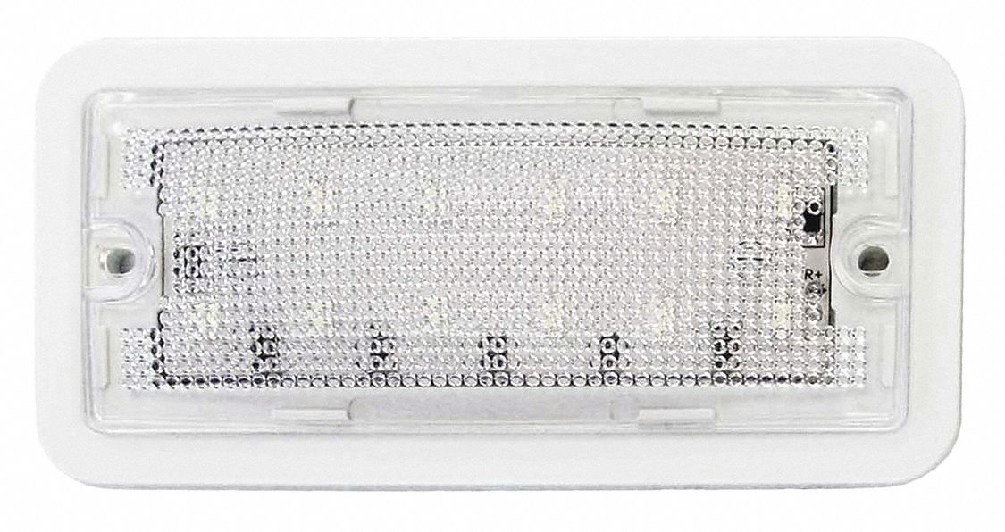 DOME LIGHT, RECTANGLE, 12 V, WHITE/BLACK, 2 19/64 X 25 X 6 X 1 IN, PC/PLASTIC