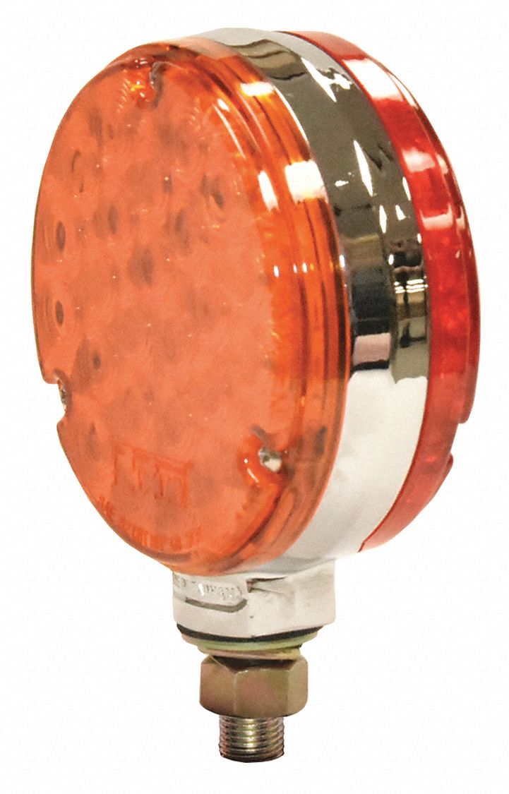 PEDESTAL LAMP, ROUND, 12 V, AMBER/RED/BRASS, 5 3/4 X 1 19/32 X 9 3/4 X 2 3/4 IN, PC/AL