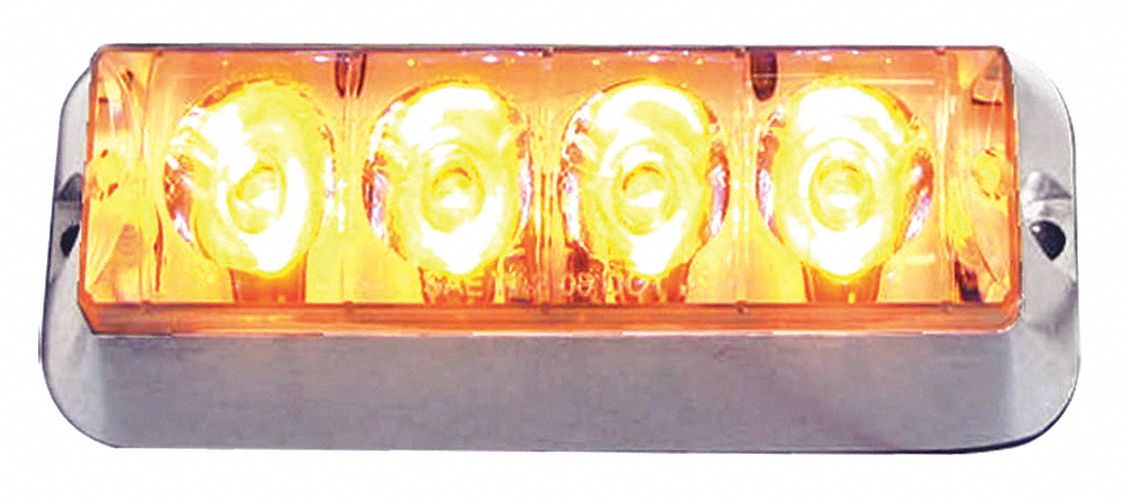 SURFACE MOUNT STROBE, RECTANGULAR, 4 LEDS, 12 TO 36 VDC, CLEAR, 2 1/2 X 5 1/2 X 2 IN, PC, ALUMINUM