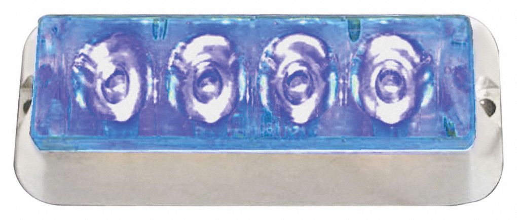 WARNING LAMP, 9 TO 36V, ACRYLIC, BLUE, LED, DIRECT WIRE, 65 FLASHES PER MINUTE, 115 MM L X 45 X 50 MM