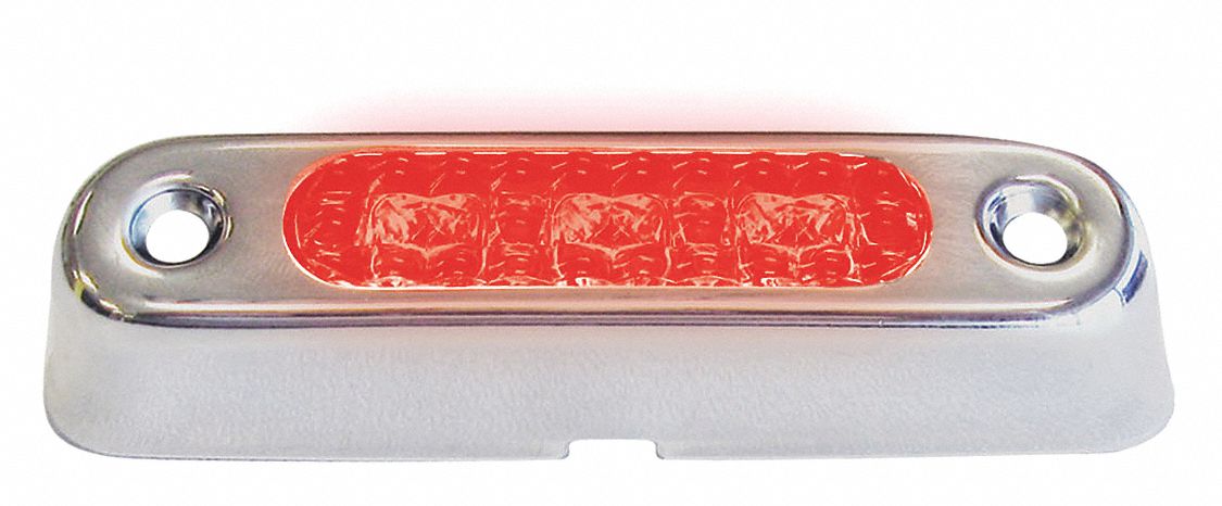LOW PROFILE MARKER LIGHT, BRACKET MOUNT, RED/CLR, 3 1/2 X 3/4 X 5 1/2 IN, ALUMINUM/PC