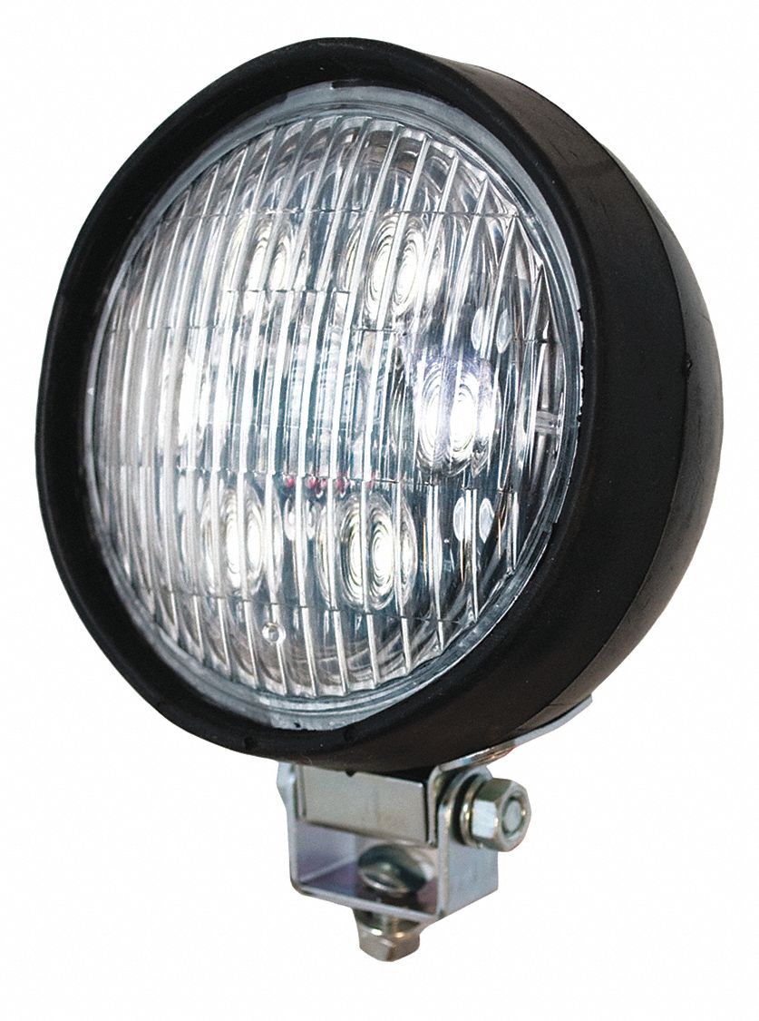 JETCO LED WORK LIGHT, ROUND, FLOOD, 10 TO 30 V DC, CLEAR/BLACK, 6 X 3 X