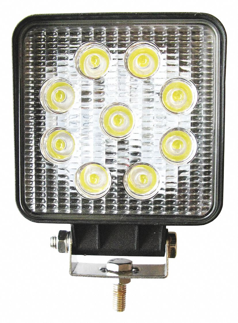 LED WORK LIGHT, SQ, FLOOD, 26 TO 30 V DC, CLEAR/BLK, 4 51/64 X 2 X 7 1/5 IN, AL/PC