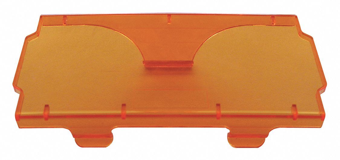 LIGHT BAR COVER, 1 W, AMBER/BLACK, 3 X 5 29/64 X 6 1/2 X 1 1/2 IN, RUBBER