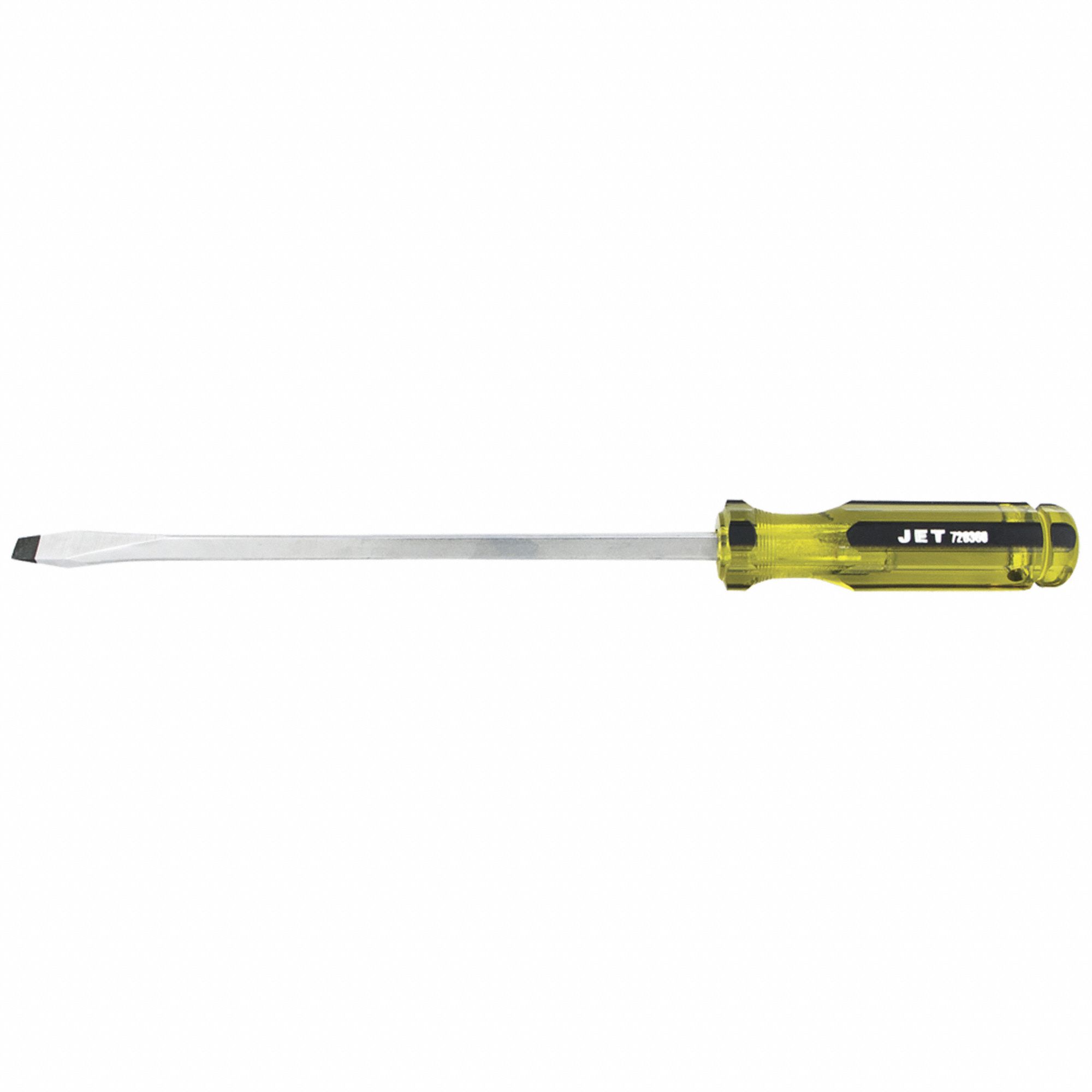 SCREWDRIVER, ACETATE HANDLE, ⅜ IN TIP, 10 IN L