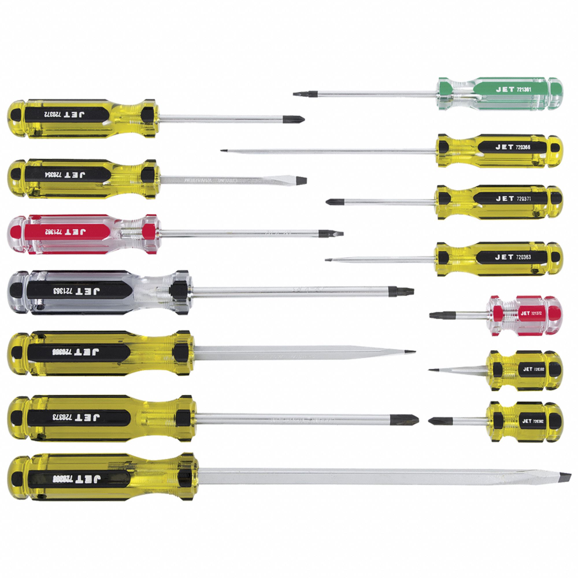 JET SCREWDRIVER SET, GROOVED ACETATE HANDLE, 14 PIECE SET - 4103 ...