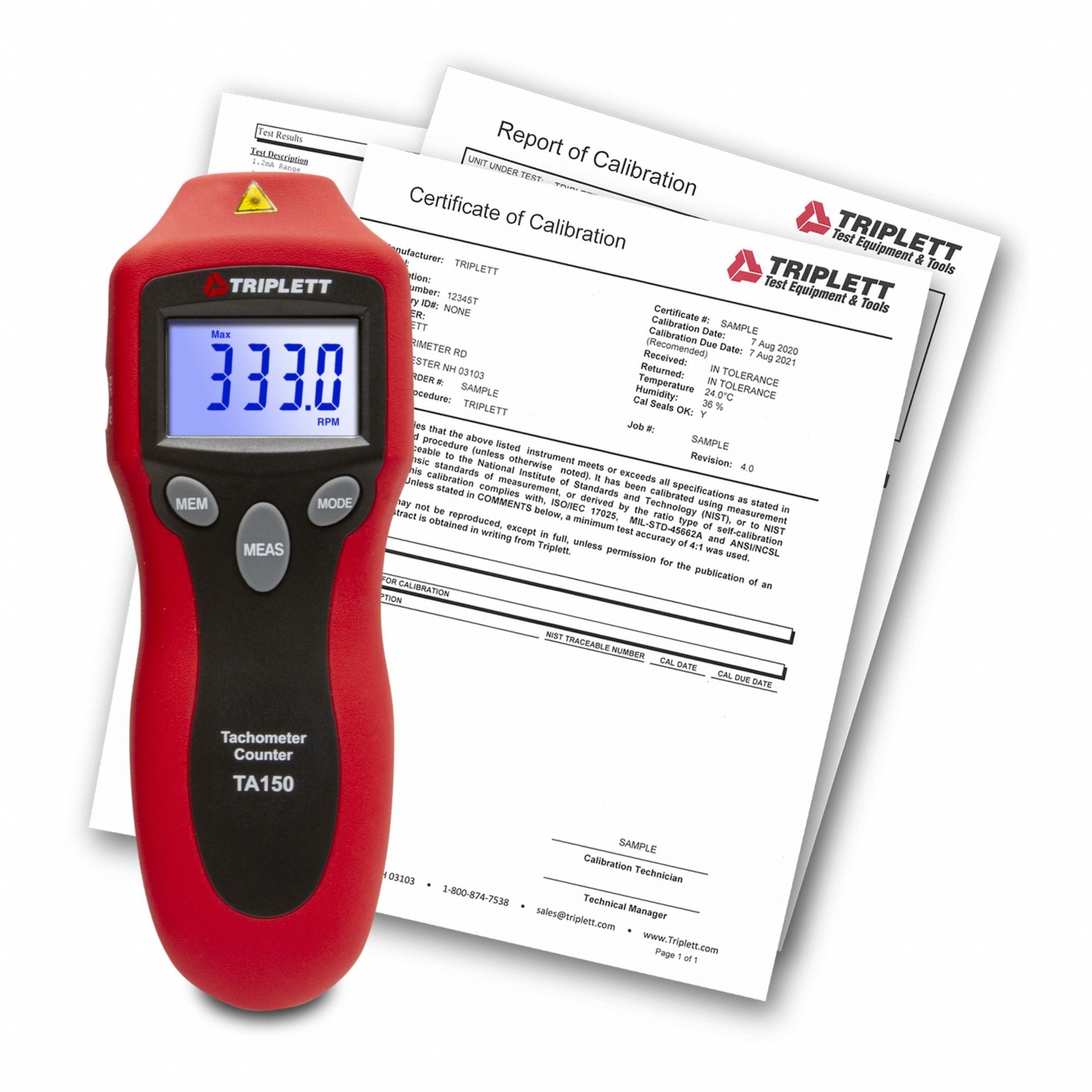 MINI PORTABLE TACHOMETER,NIST,LASER