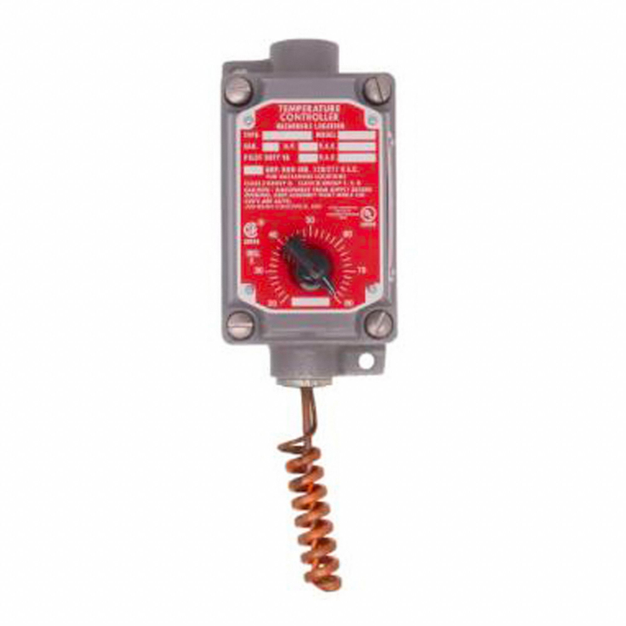 REMOTE BULB TEMPERATURE CONTROL,20/80 F, ALUMINUM, FIXED, 3-1/2 ° F, 24 TO 600V AC