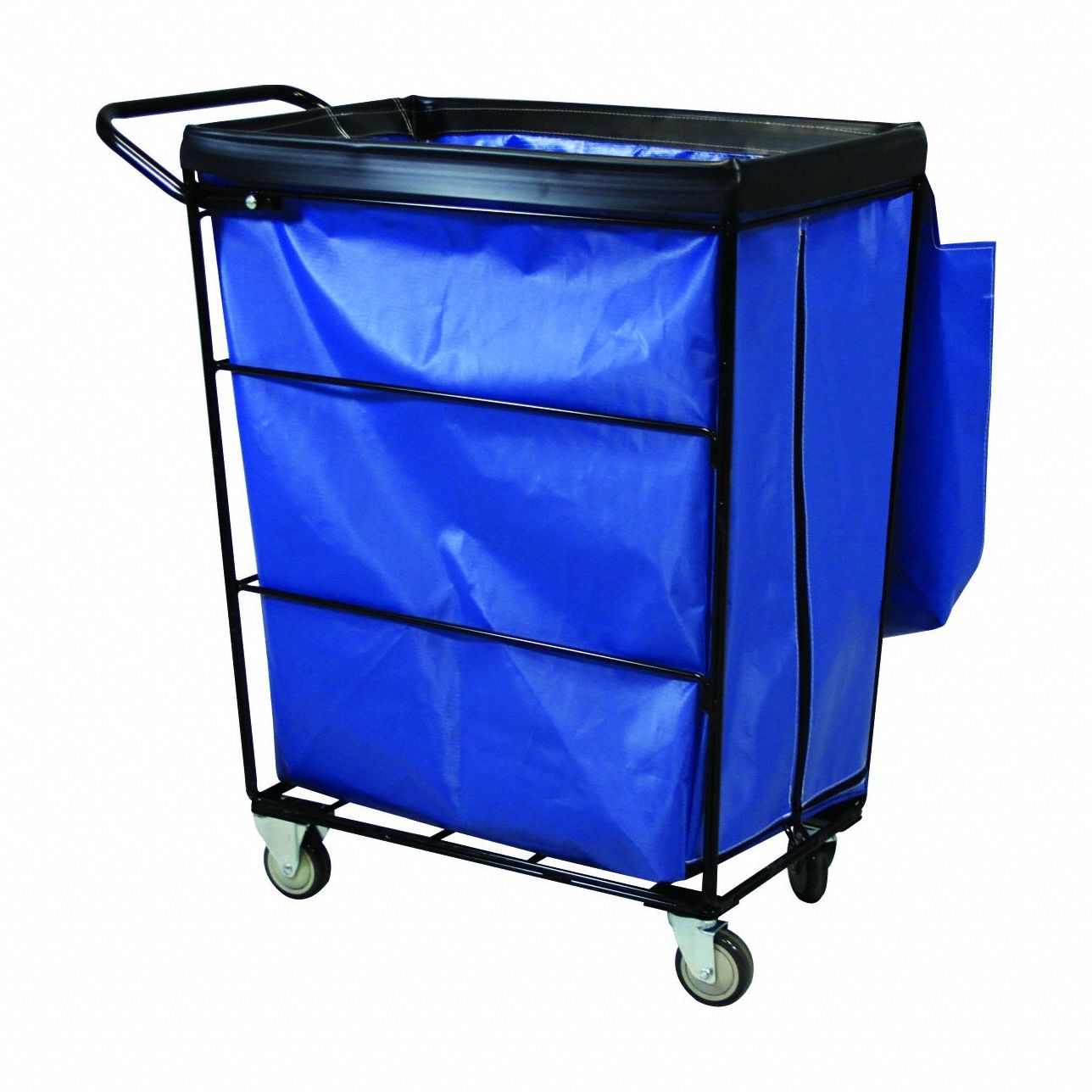 Single Compartment Cart: Blue, (2) Rigid/(2) Swivel, 10 bu Truck Capacity, Vinyl