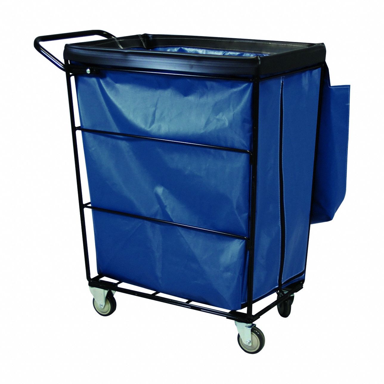 Single Compartment Cart: Navy Blue, (4) Swivel, 10 bu Truck Capacity, Vinyl