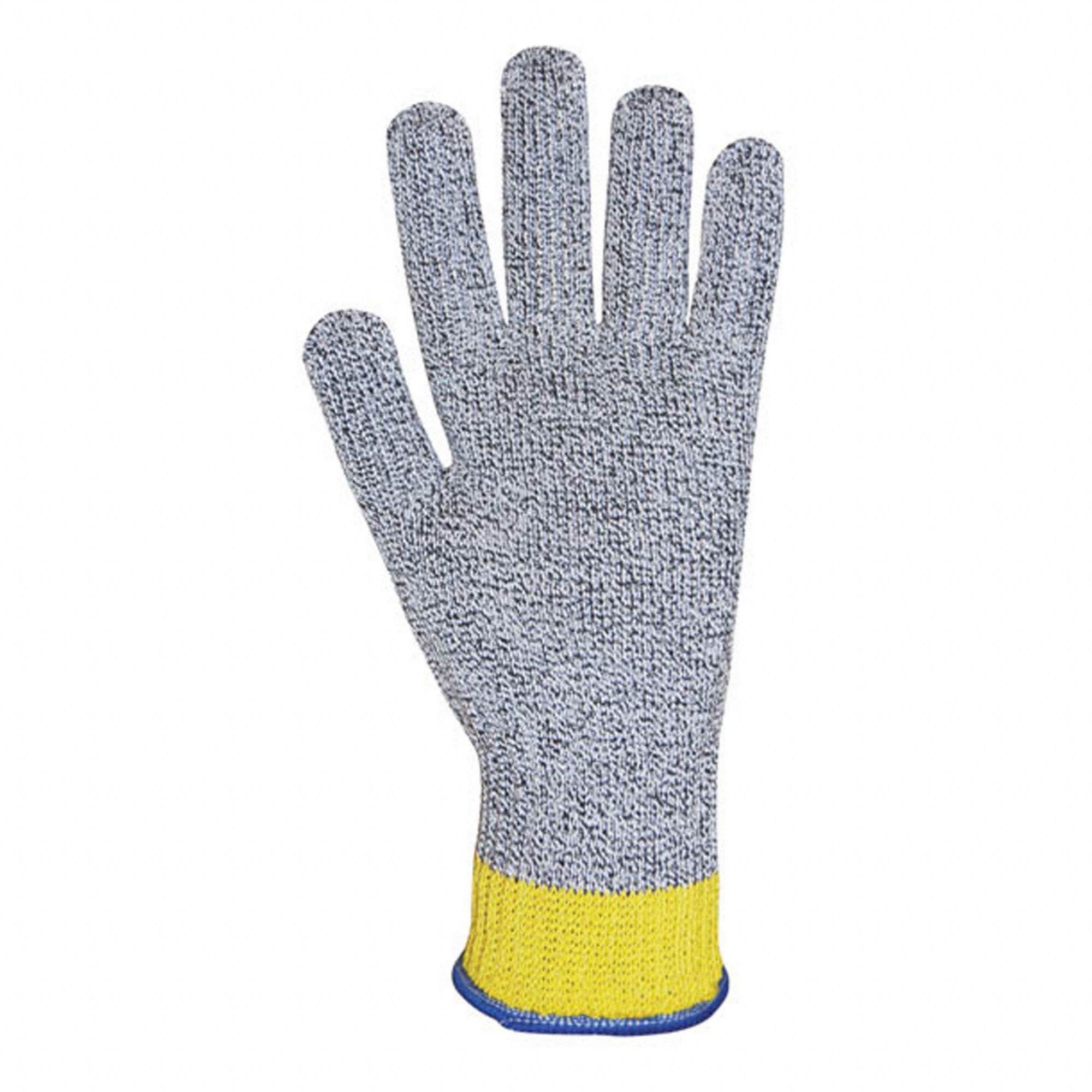 LN7 CUT-RESISTANT GLOVES, GREY/YELLOW, S, ANSI/ISEA ABRASION 3/CUT A6, KNIT CUFF, 7 GA