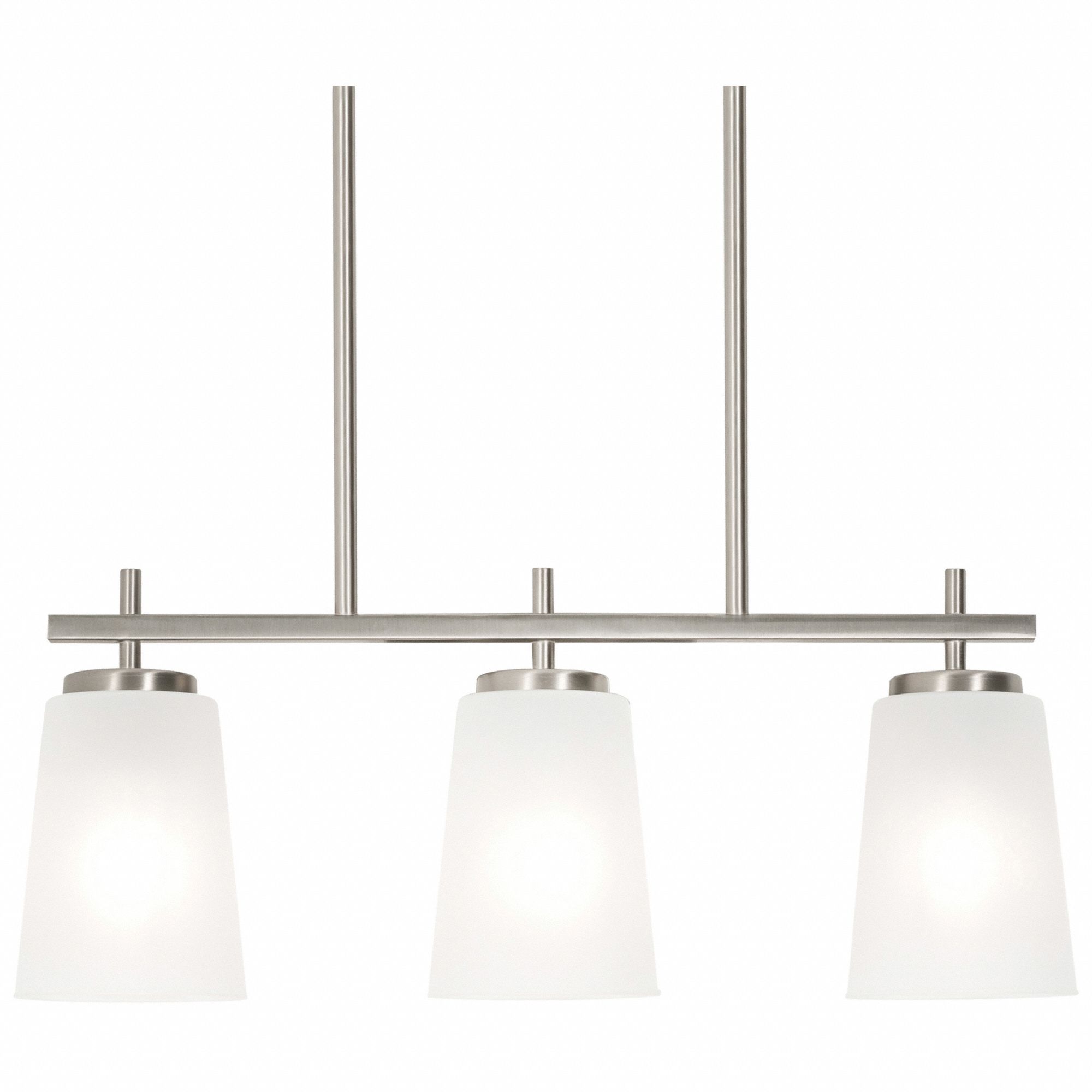 LightLinearPendant: 9 in Ht, Satin Nickel, 60 W, 120V AC, Dimmable