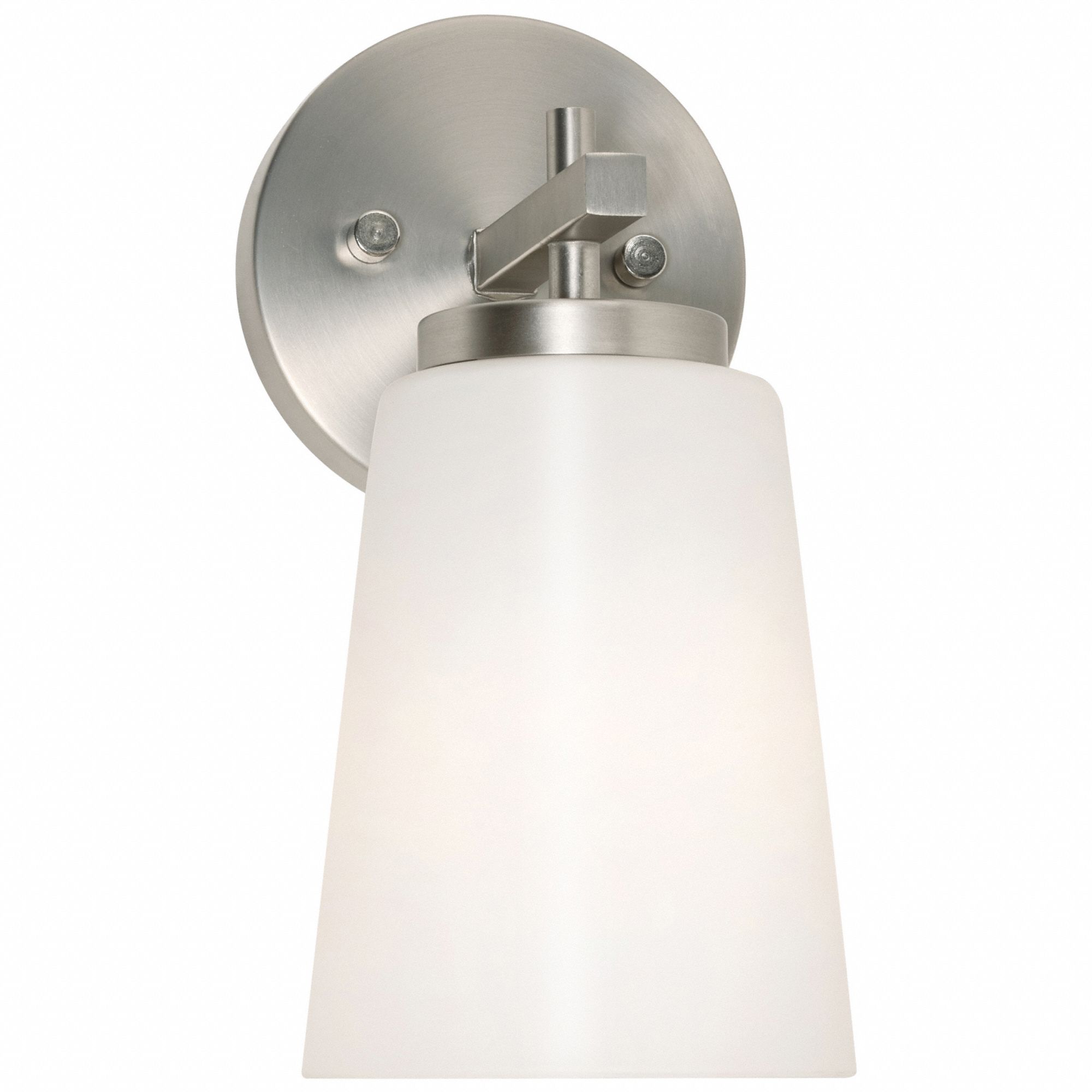 MediumBaseSconce: Satin Nickel, 60 W Fixture Watt, 120V AC, Dimmable, 6 1/4 in Lg, 5 in Wd