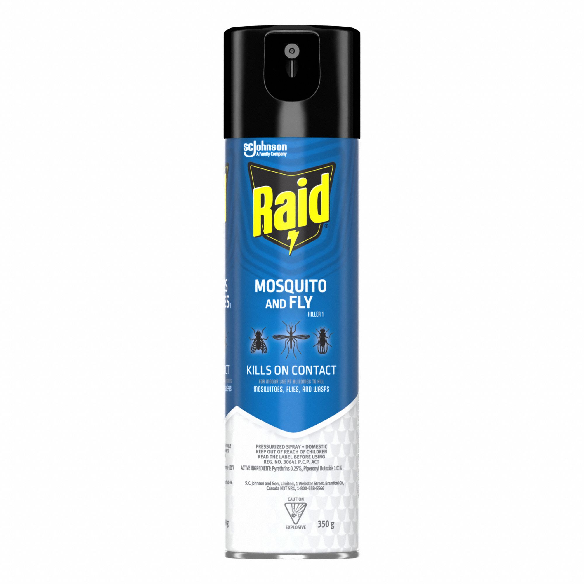 FLYING INSECT KILLER, INDOOR/OUTDOOR, AEROSOL, DEET-FREE, PIPERONYL BUTOXIDE/PYRETHRIN, 350 G