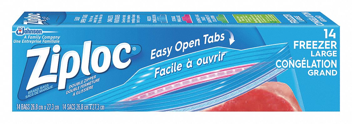 FREEZER BAG, DOUBLE ZIP SEAL, CLEAR, 10 1/2 X 10 3/4 IN, LOW DENSITY POLYETHYLENE, BX 14/CA 12