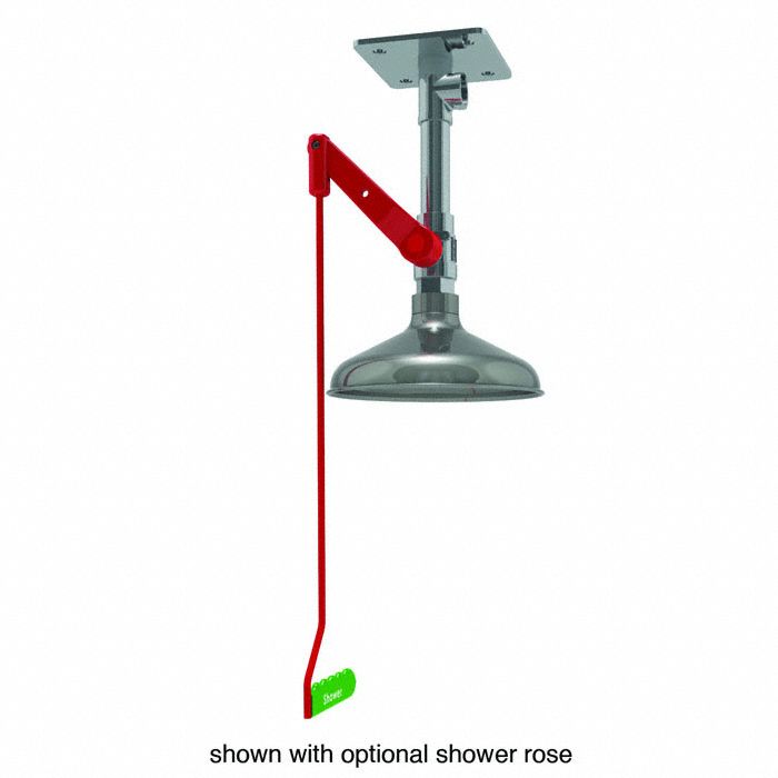 EMERGENCY DRENCH SHOWER, CEILING MOUNT, FITTING SZ 1 IN (FEMALE), GALVANIZED STEEL/NYLON