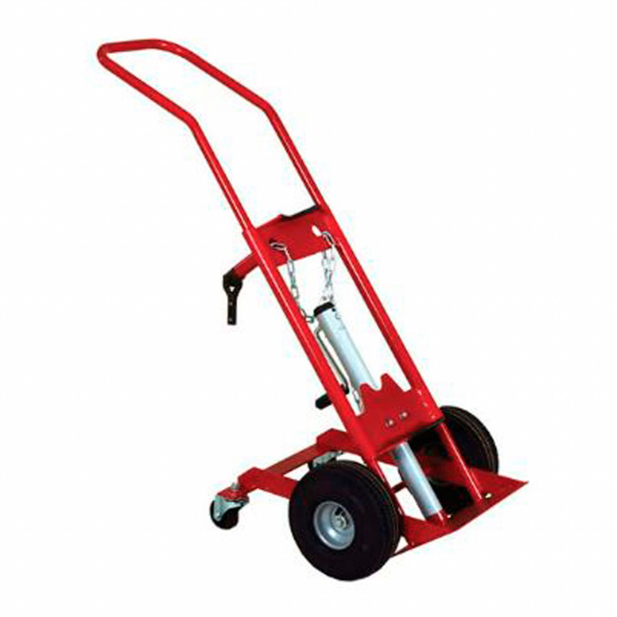 CYLINDER HAND TRUCK, RED, 20 IN D X 22 IN W X 56 IN H, POWDER COATED STEEL, 1,000 LB LOAD CAPACITY