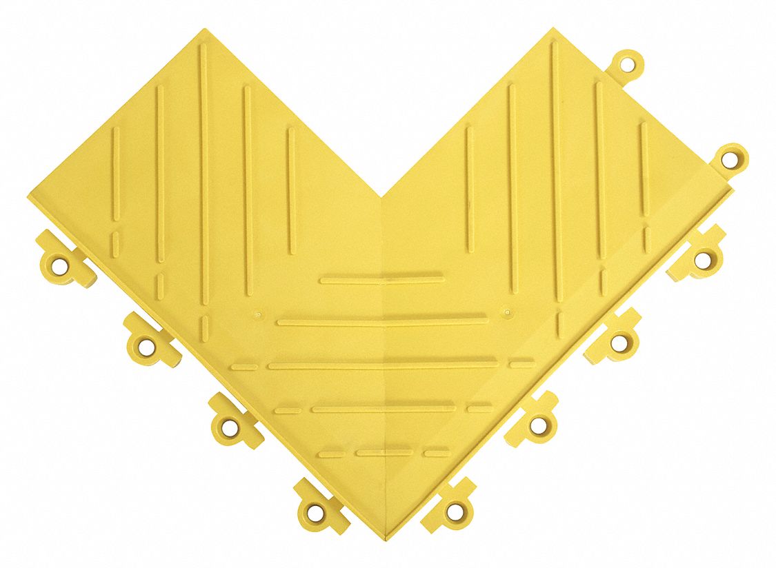 INTERLOCKING ANTIFATIGUE MAT TILE, PVC, 6 X 6 FT, 1 IN THICK, YELLOW, MALE ONE SIDE