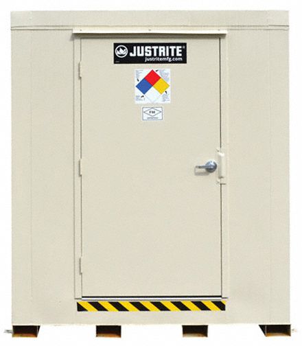 OUTDOOR STORAGE BUILDING/LOCKER, 2 X 55-GALLON DRUM CAPACITY, BONE, STEEL, 1 MANUAL DOOR