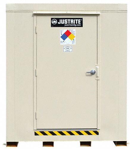 OUTDOOR STORAGE BUILDING/LOCKER, 9 X 55-GALLON DRUM CAPACITY, BONE, STEEL, 1 MANUAL DOOR