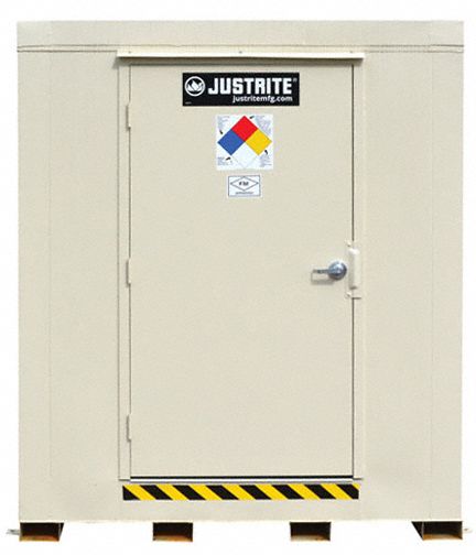 OUTDOOR STORAGE BUILDING/LOCKER, 12 X 55-GALLON DRUM CAPACITY, BONE, STEEL, 1 MANUAL DOOR