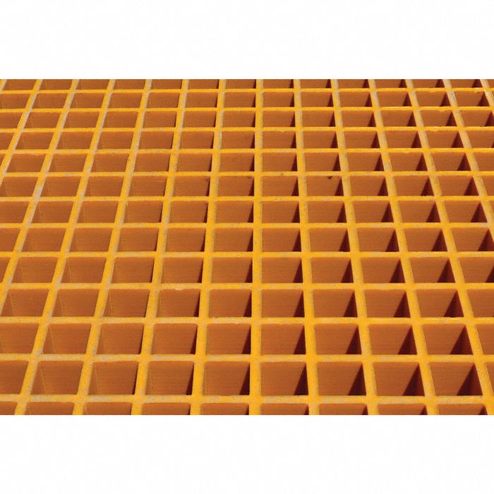 FLOOR GRATING W SUMP LINER, MUST BE SOLD W 4 DRUM OUTDOOR STORAGE LOCKER, 53 X 3 X 53 IN, FIBREGLASS