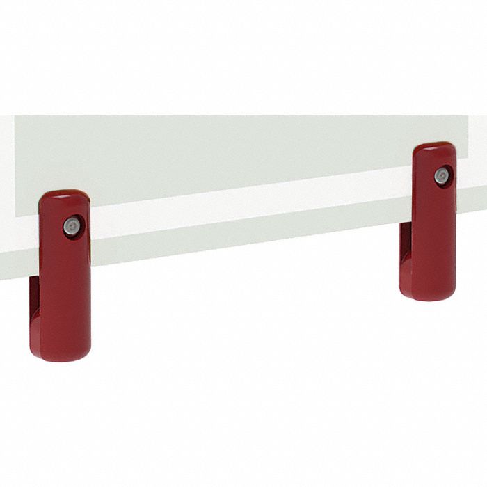 BRACKETS, REPLACEMENT, FOR SAFETY SIGNS, RED, 29/32 X 1 X 2 13/32 IN, PLASTIC, SET OF 2