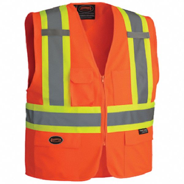 SAFETY VEST,ORANGE,SZ L,POLYESTER