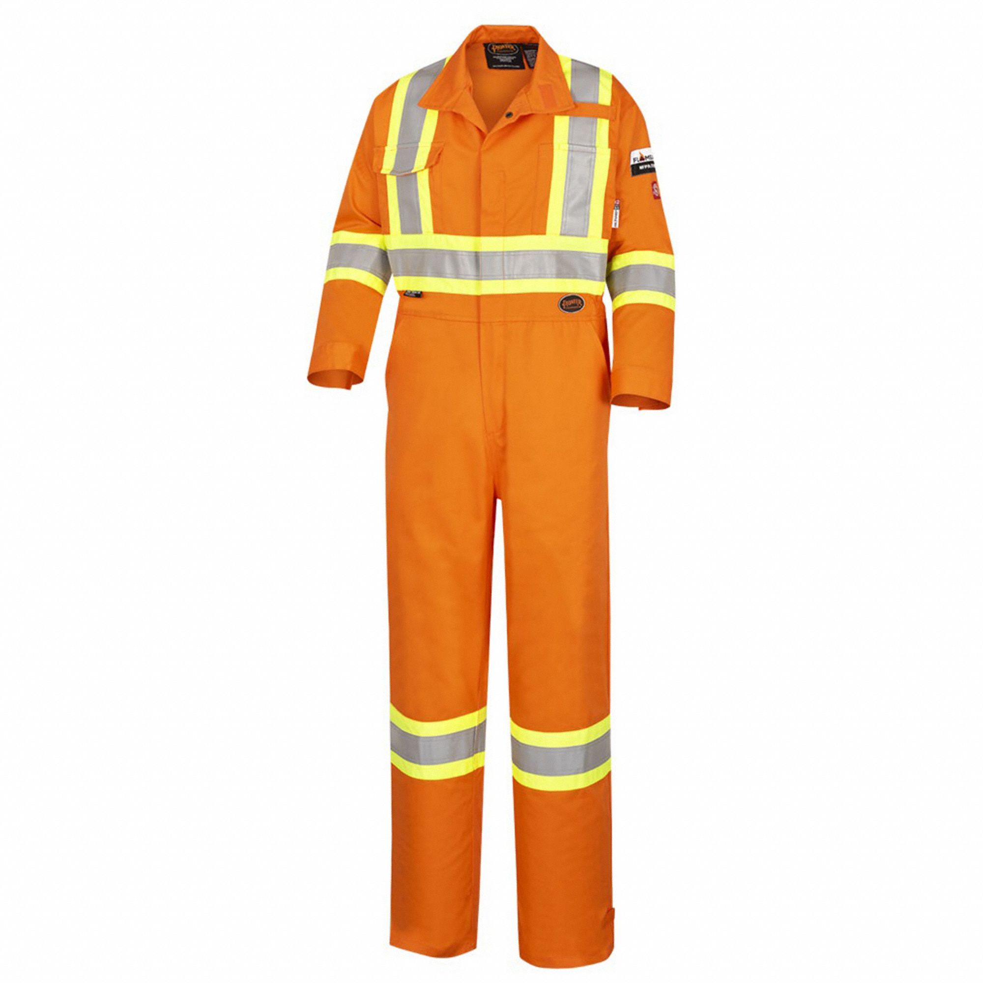 FLAME-RESISTANT COVERALLS, 48, ORANGE, 10 OZ FABRIC WEIGHT, 9 POCKETS