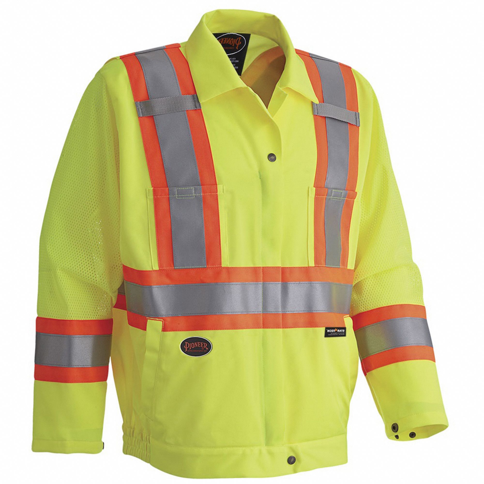UNISEX SAFETY TRAFFIC JACKET, GREEN/YELLOW, M, POLYESTER, ANSI CLASS 3, HI-VIS