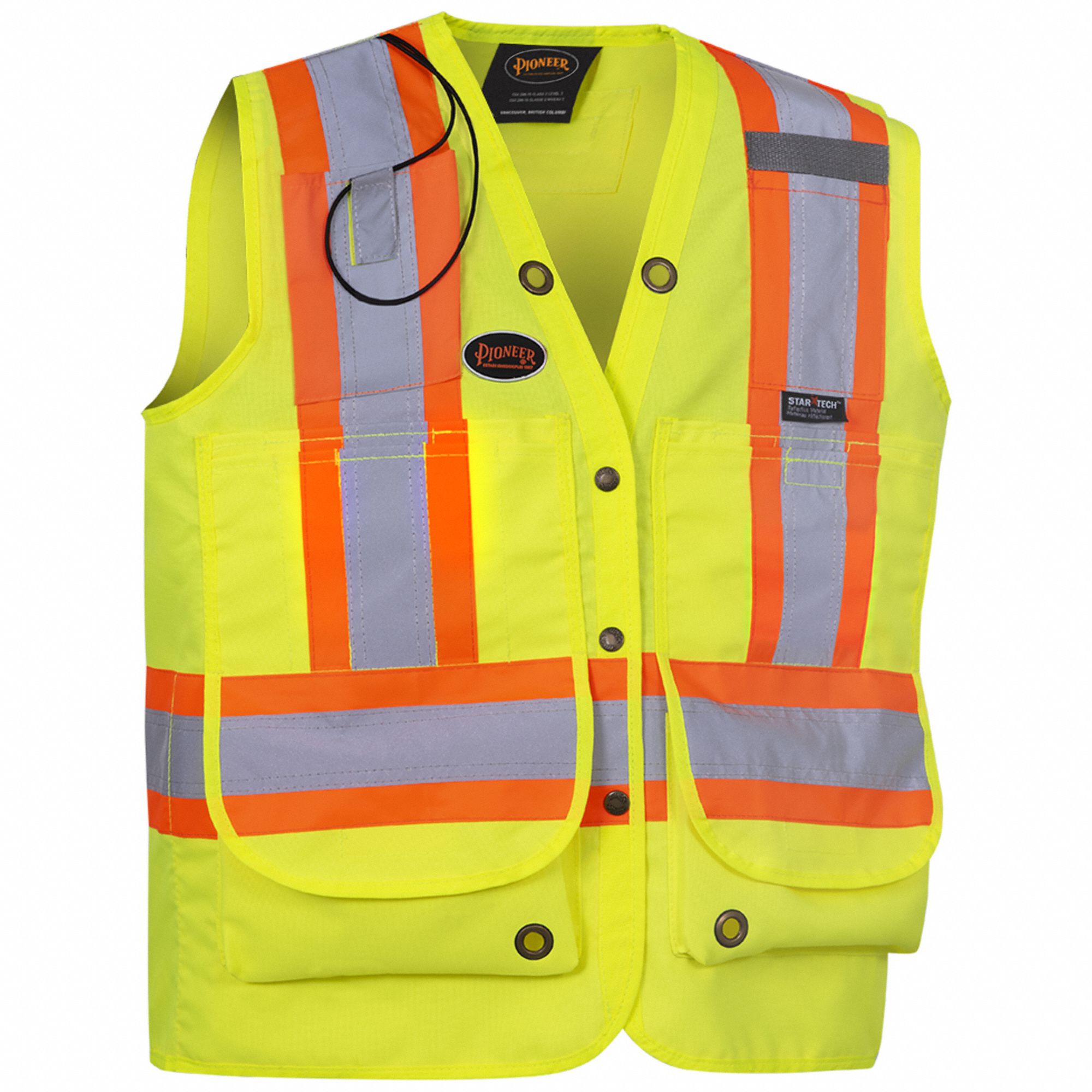 SAFETY VEST, GREEN/YELLOW, XL, POLYESTER, ANSI CLASS 2