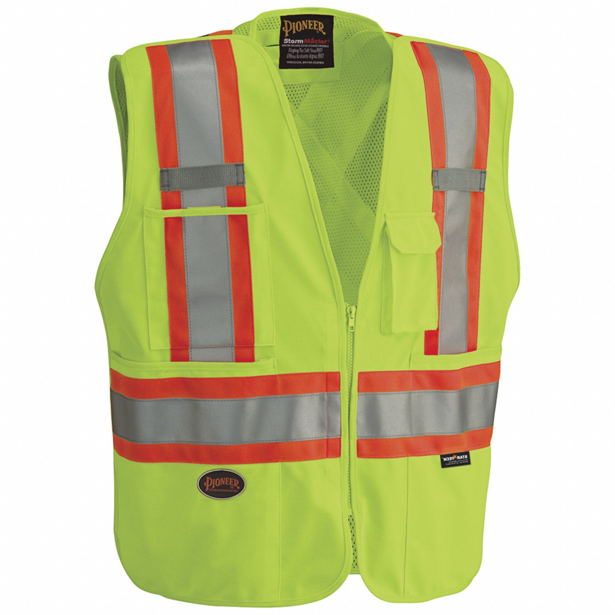 HI-VIS VEST, L, LIME, TEAR AWAY, MESH BACK, CSA