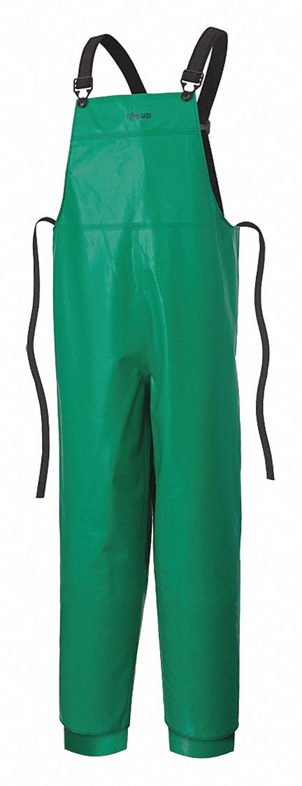 PROTECTIVE BIB PANTS, CHEMICAL-RESISTANT, 10 OZ, GREEN, XXXXL, PVC/POLYESTER