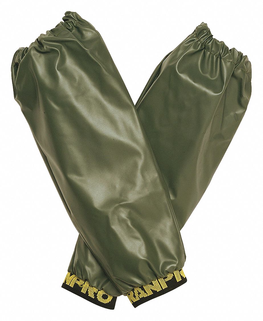 UNISEX WATERPROOF SLEEVES, GREEN, POLYESTER/PVC, RESISTS: MARINE/FISH OILS, WEAR, TEARS