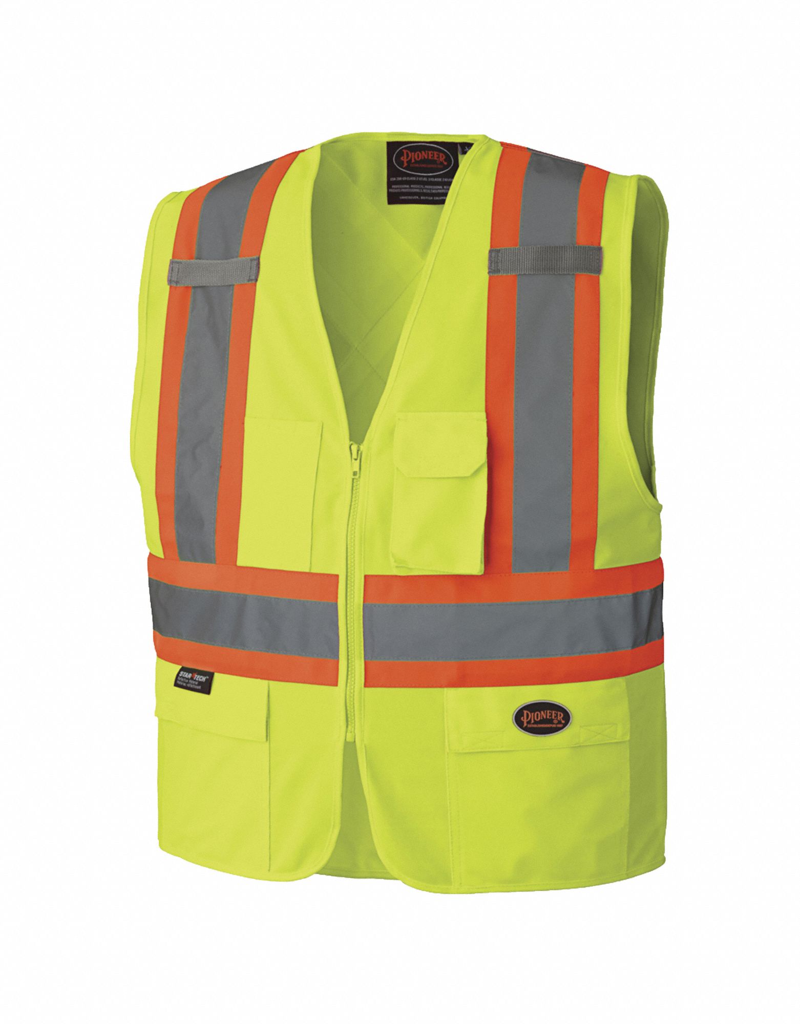 PIONEER UNISEX SAFETY VEST, 5XL, YLW/GRN, POLY, STARTECH REFLECTIVE ...