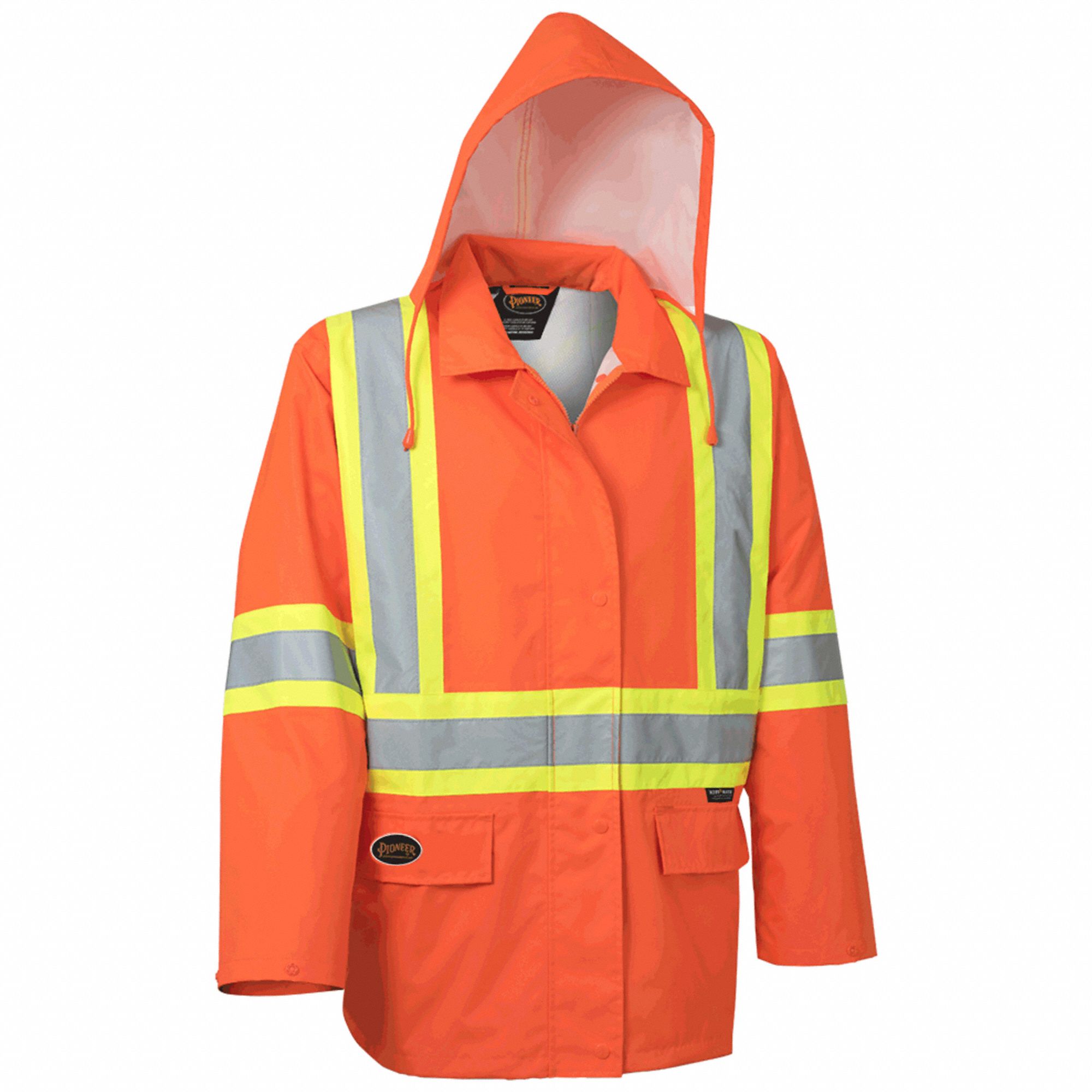 UNISEX RAIN JACKET, ORNG, 4XL, 300D OXFORD POLYESTER/PUR, RESISTS: WATER/TEARS/ABRASION