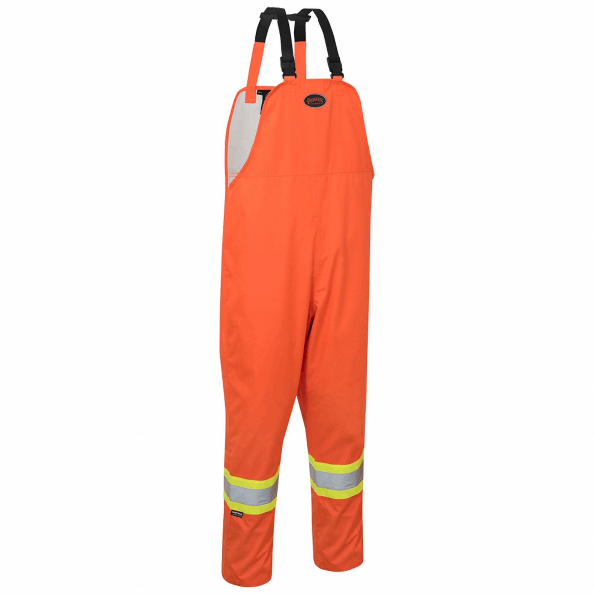 BIB PANT, ORNG, L, POLYESTER/PUR, HI-VIS, RESISTS: WATER/TEARS/ABRASIONS, HEAT-SEALED SEAMS