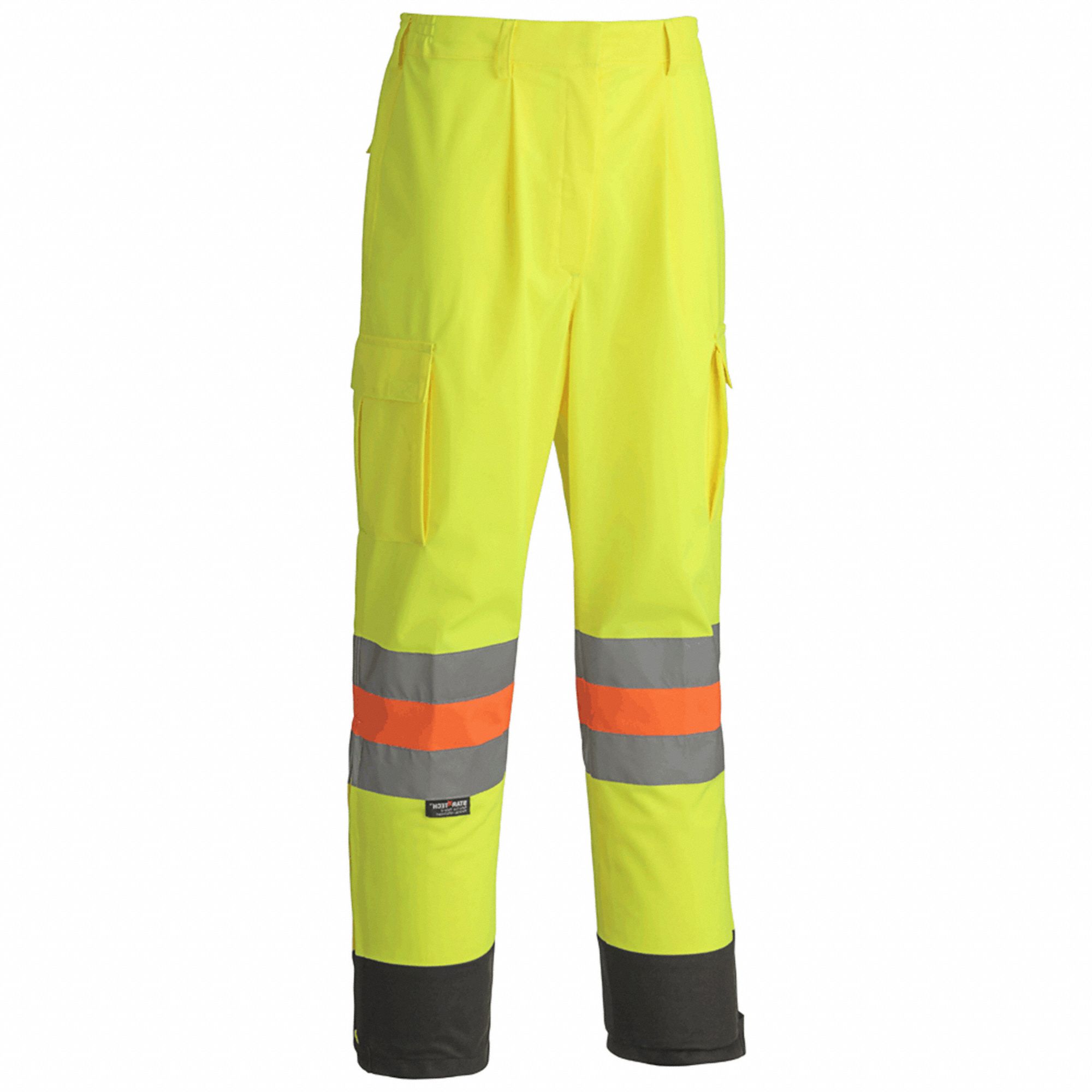 TRAFFIC SAFETY PANT, HIGH-VISIBILITY YELLOW, XL, TRICOT POLYESTER, 3.5 OZ/SQ YD