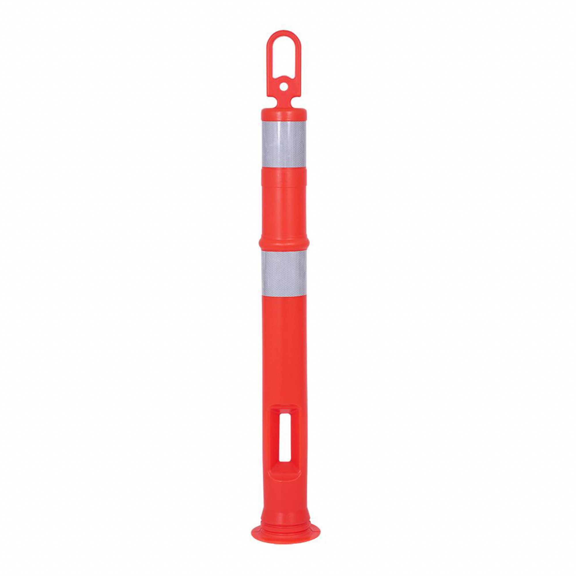 DELINEATOR POST, ORANGE, 44 X 44 IN, POLYURETHANE BASE/BODY, REFLECTIVE STRIPE, 1.9 LBS