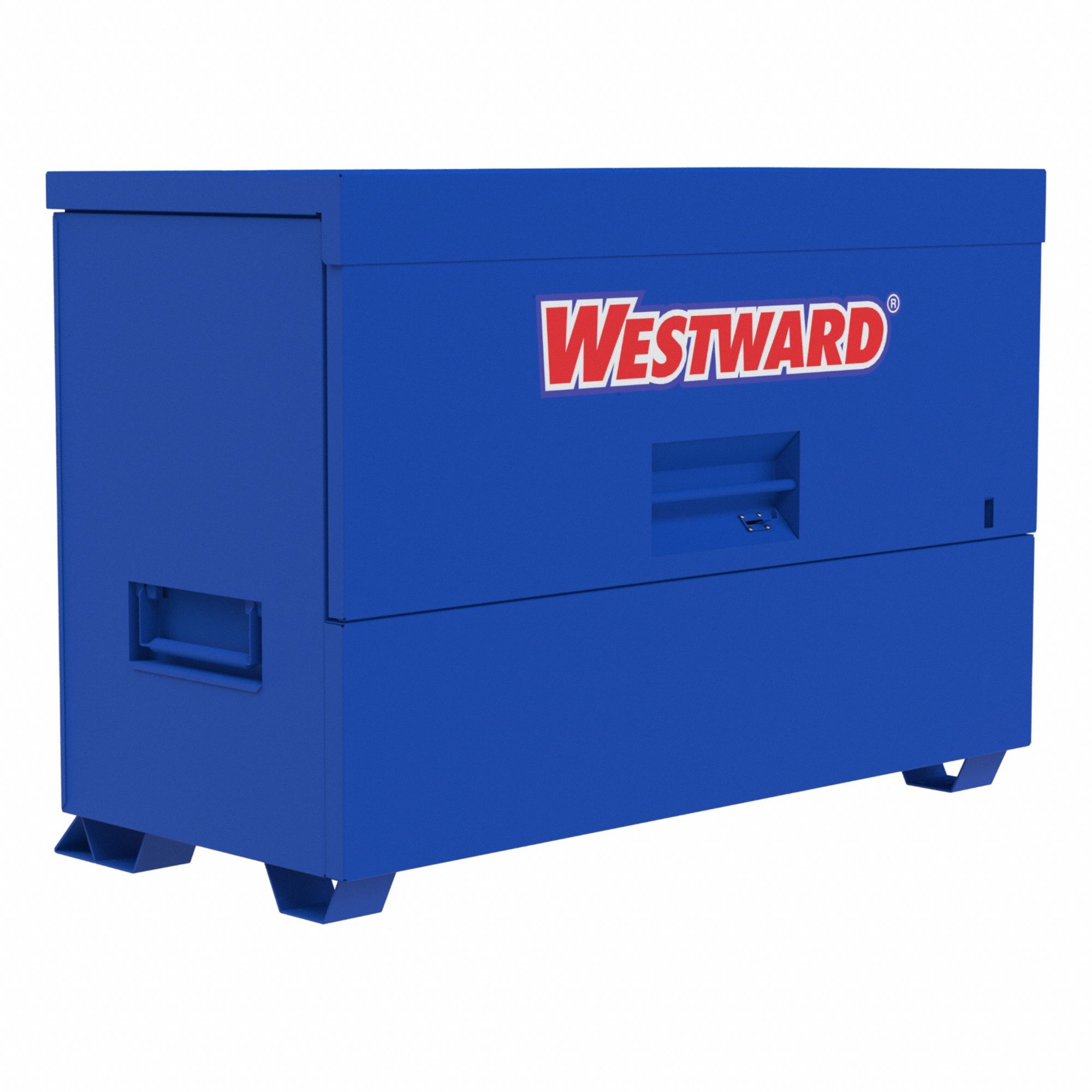 Job Site Piano Box: 72 7/16 in W x 34 in D x 49 7/16 in H, 57.4 cu ft, Recessed Padlock