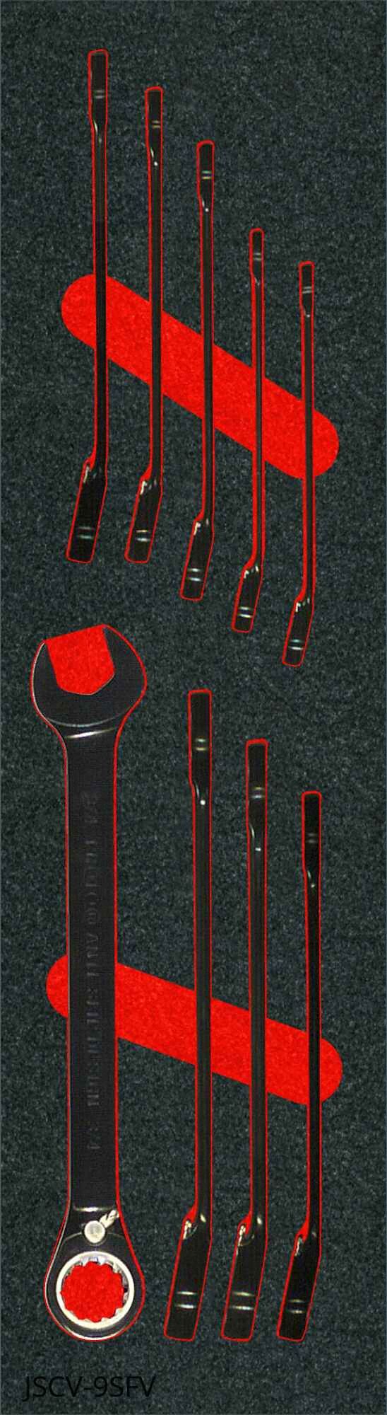 COMBINATION WRENCH, POLYETHYLENE, BLACK CHROME, 9 TOOLS, 9/32 IN TO¾ IN HEAD SIZES