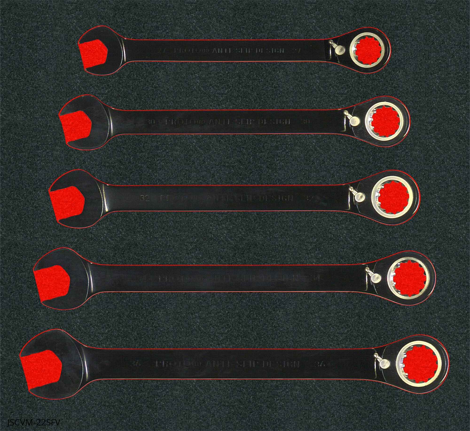 Combination Wrench: Polyethylene, Black Chrome, 22 Tools, 6 mm to 36 mm Range of Head Sizes