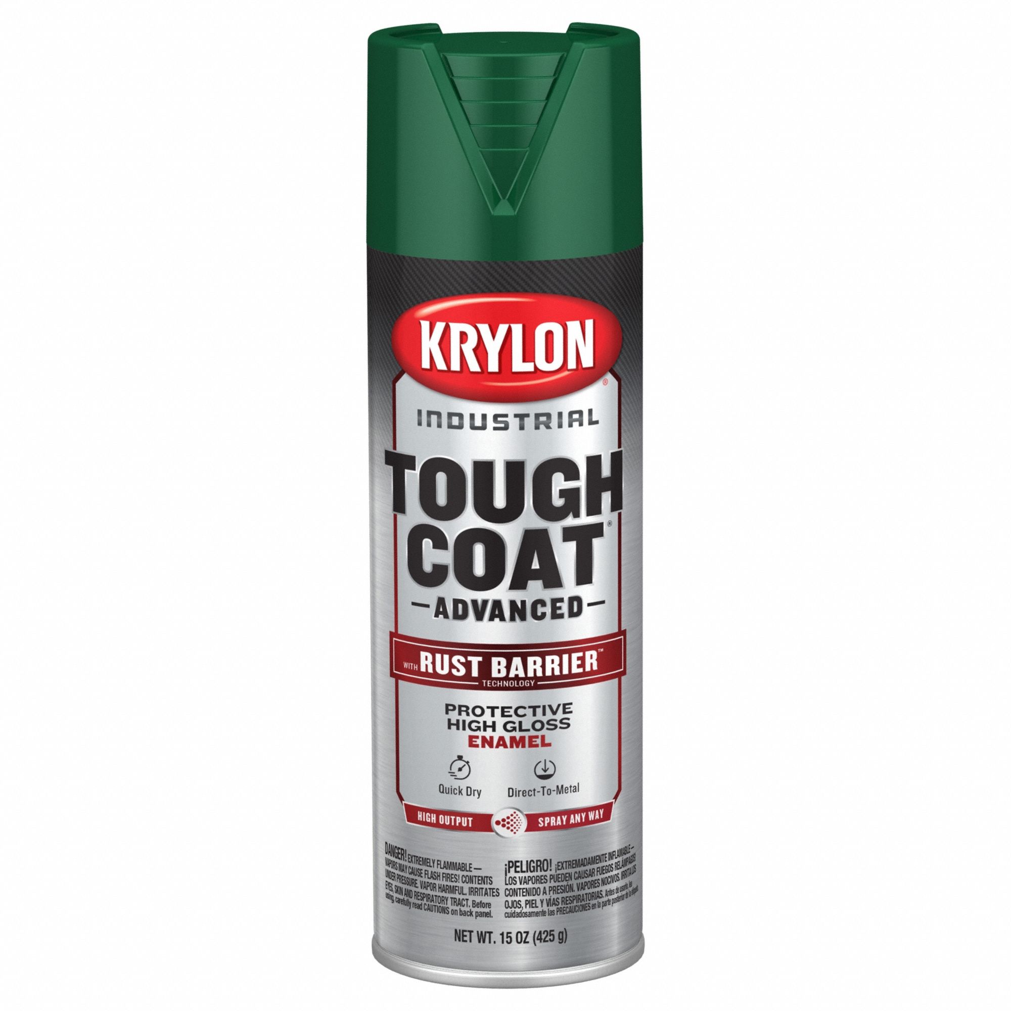 Spray Paint: Premium Spray Paints, Rust Barrier, Green, Aluminum/Metal/Steel, 65