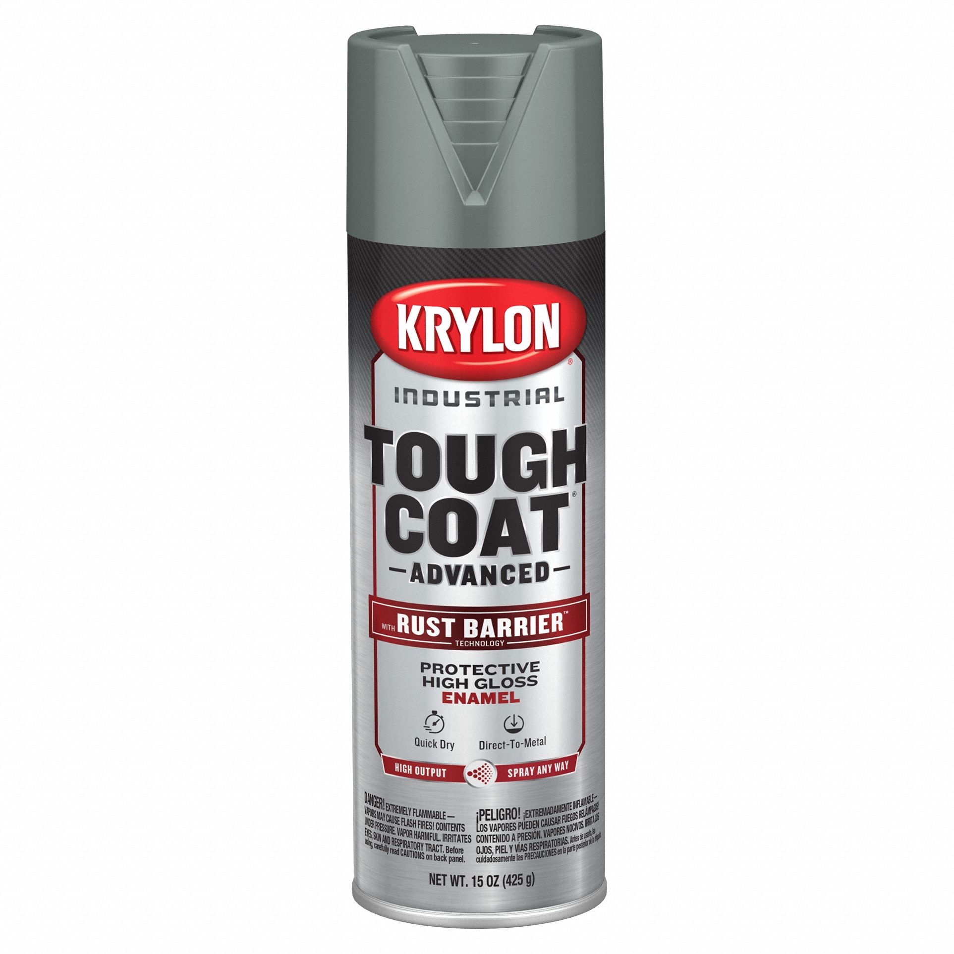 Spray Paint: Premium Spray Paints, Rust Barrier, Gray, Aluminum/Metal/Steel, Can