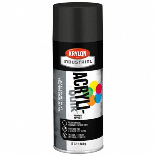 KRYLON K01613A07 Industrial ACRYLI-QUIK Semi-Flat Black Acrylic Lacquer  Paint - 340 Gram (12 oz) Aerosol Can at