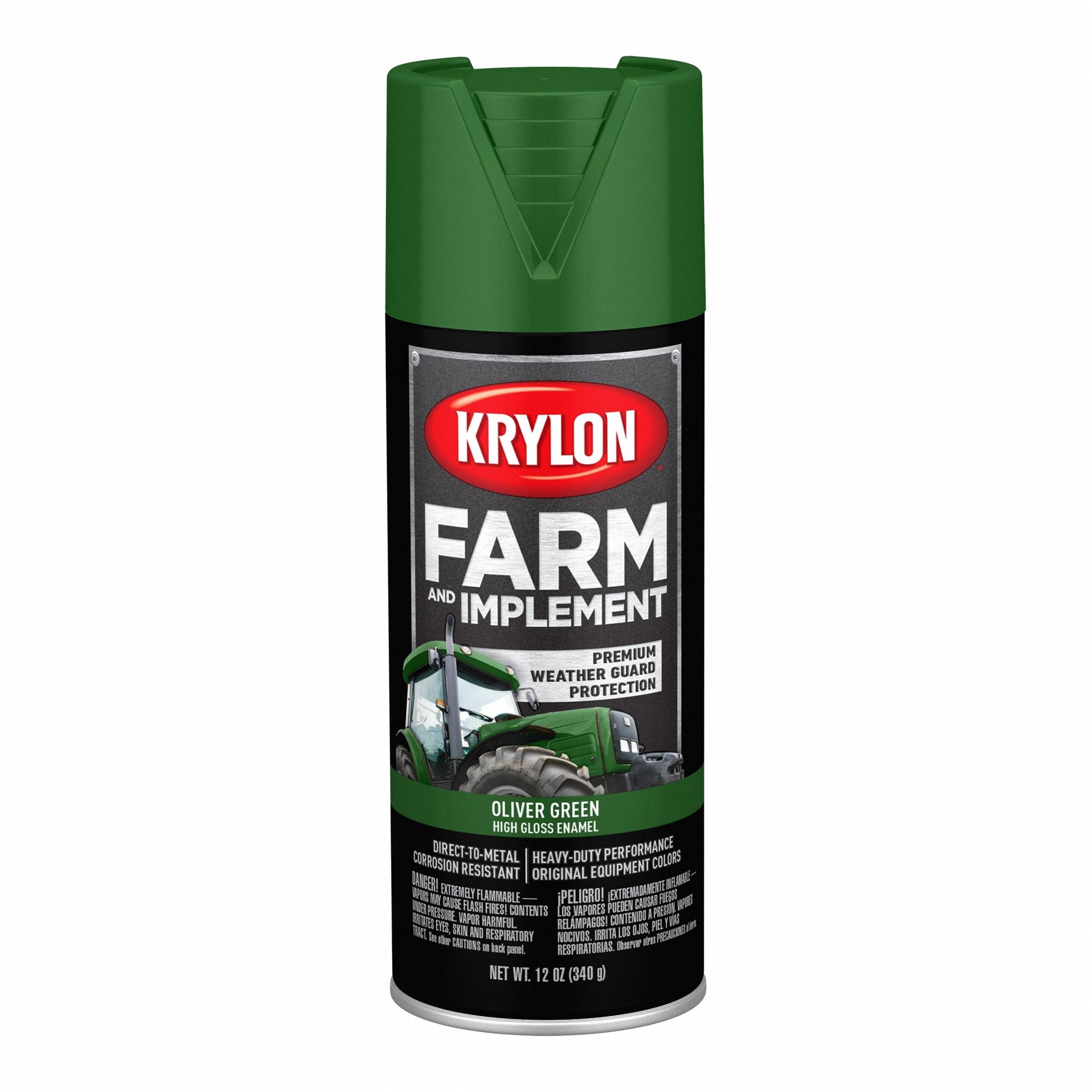 Spray Paint: Premium Spray Paints, DTM Coating/Rust Preventative, Green, Metal/Wood, Solvent