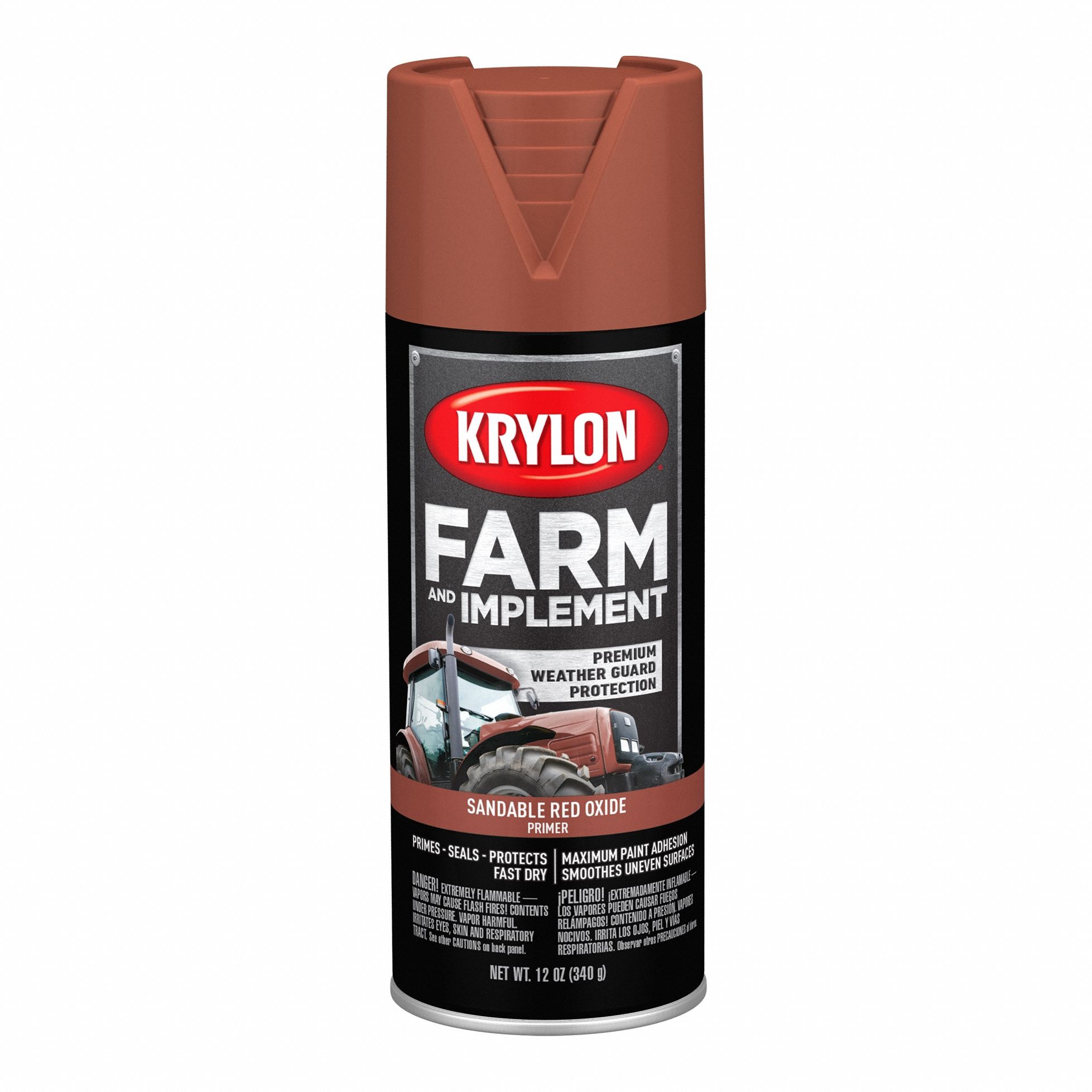 Spray Primer: Exterior/Interior, Rust Preventative, Red, Metal/Wood, Solvent, Red Oxide, Flat