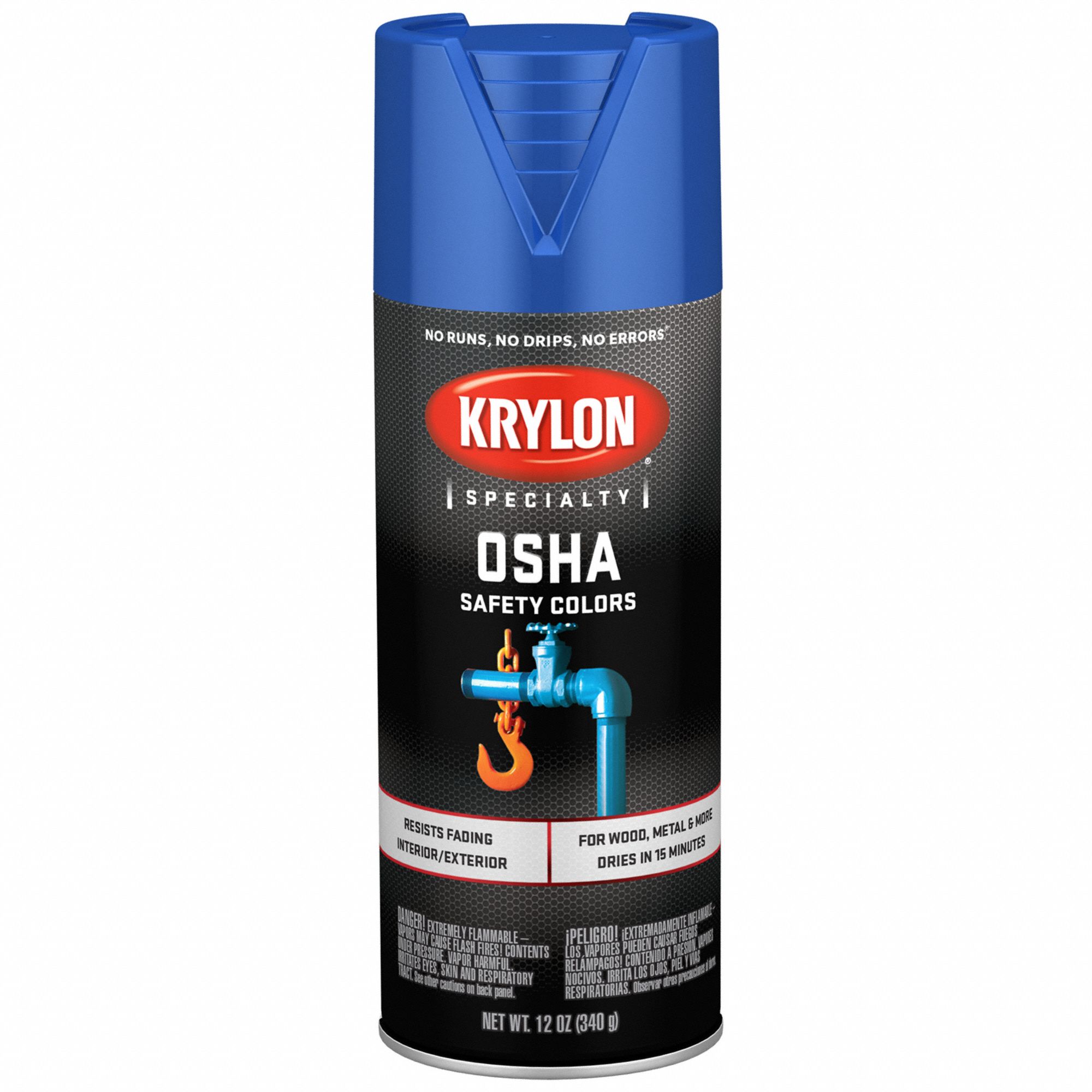 KRYLON Spray Paint Safety Blue, 12 oz Net Wt, Gloss, 15 to 18 sq ft