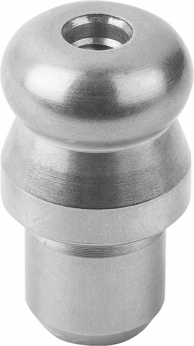 Locating Pin w/Ball End: Ball End, Stainless Steel, 10 mm Shank Outside Dia, 10 mm Shank Lg