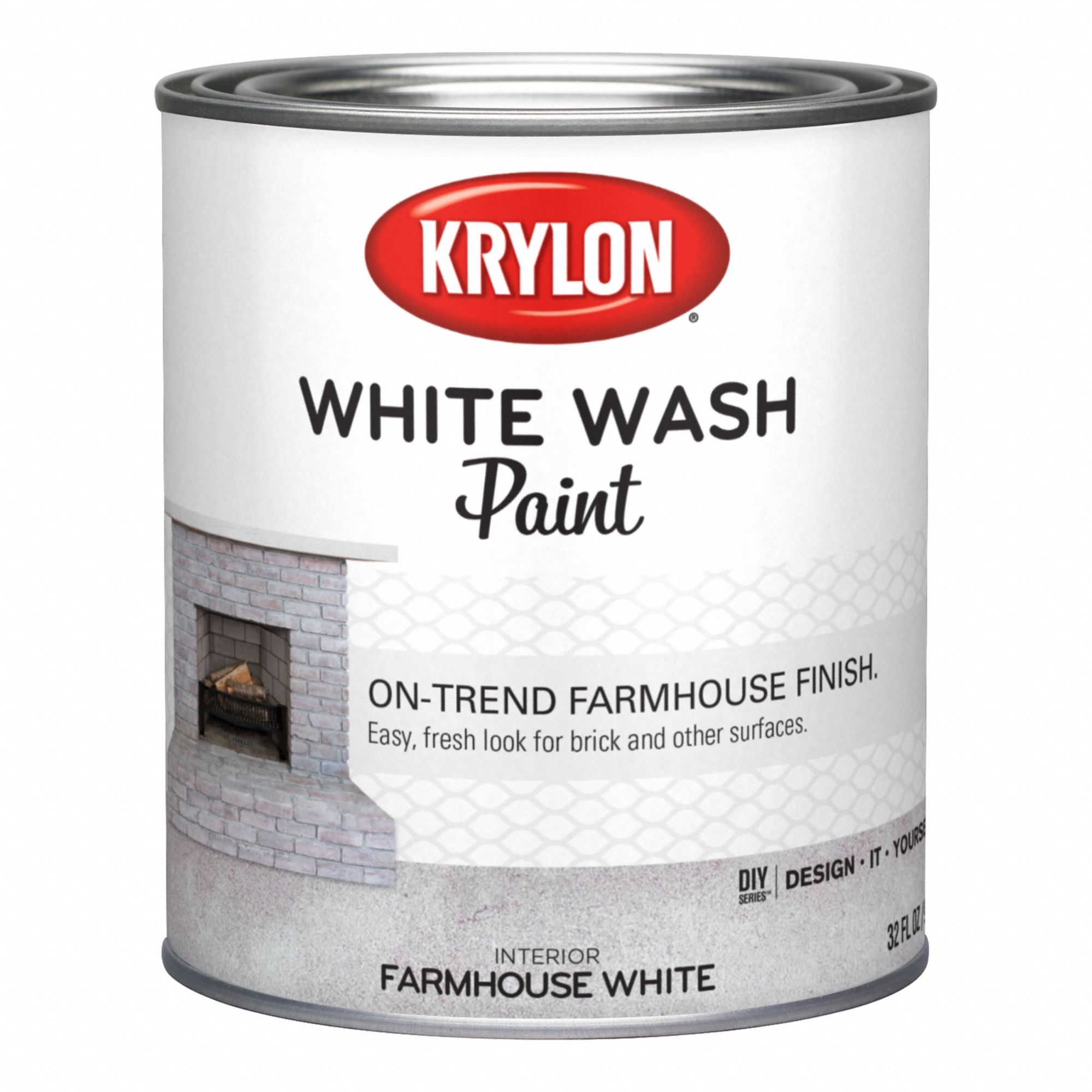 Interior Paint: White Wash Paint, Interior, Concrete/Masonry/Wood, Water, 1 qt Container Size